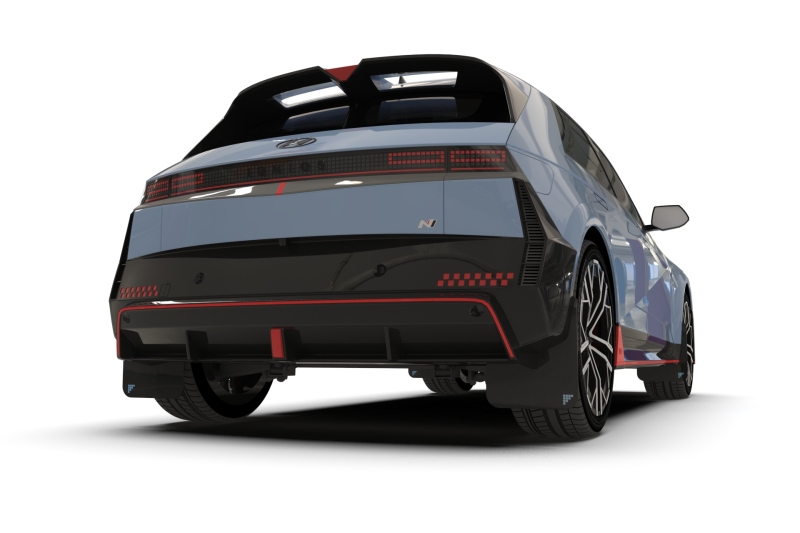 Hyundai Ioniq 5 Mud Flap - Rally Armor - UR Blk Flap/Blue Logo - Black - `25-`27